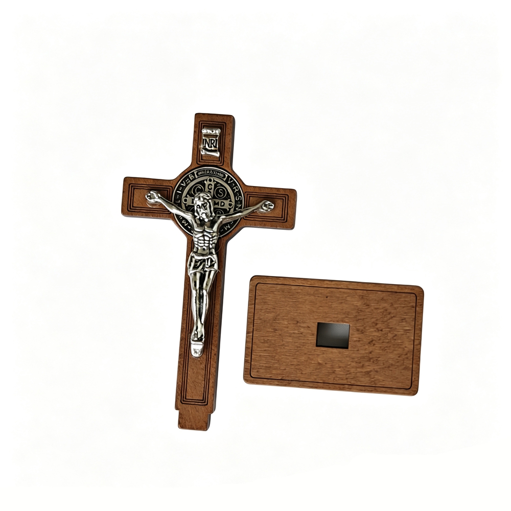 St Benedict Standing Crucifix  - Display Stand Wood 评论和价格