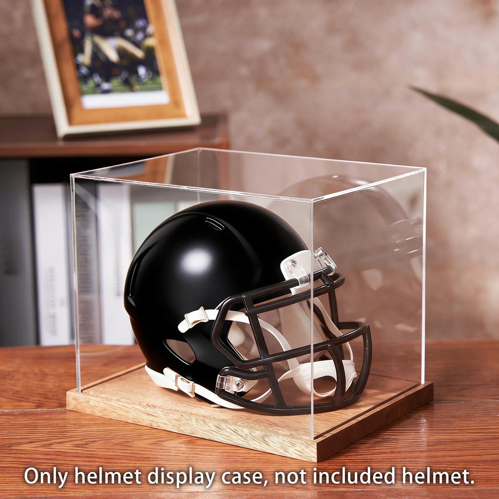 Football Helmet Case Clear Box - Display Stand Wood 评论和价格