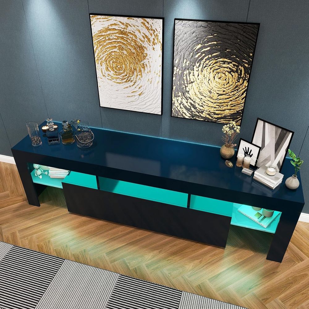 Black TV Stand, 60 65 70 75 in - Display Stand Wood 评论和价格