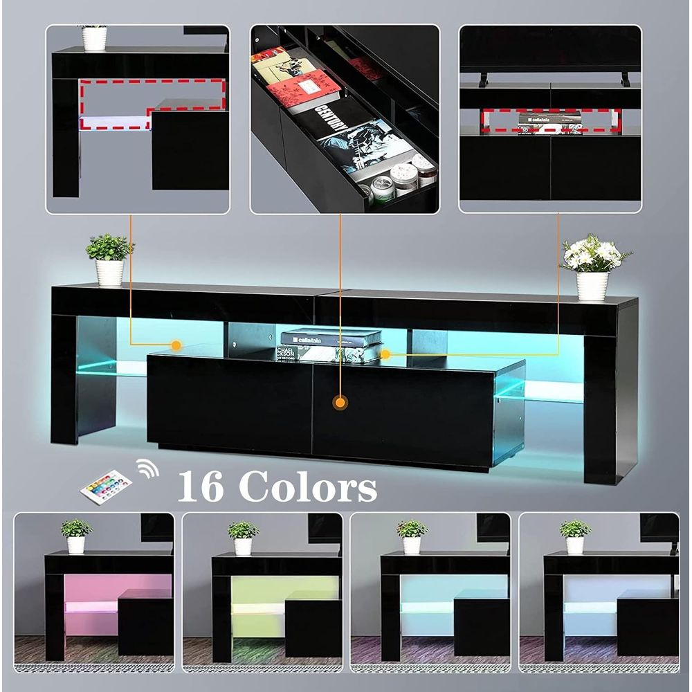 Black TV Stand, 60 65 70 75 in - Display Stand Wood 评论和价格