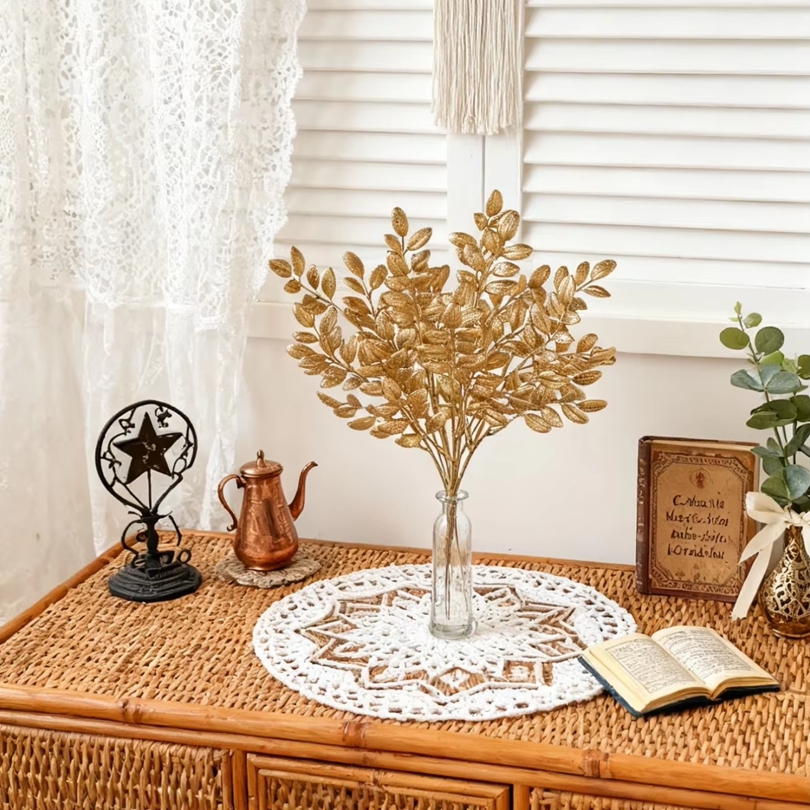 10Pcs Artificial Plants Golden - Bonsai Garden Bench 评论和价格